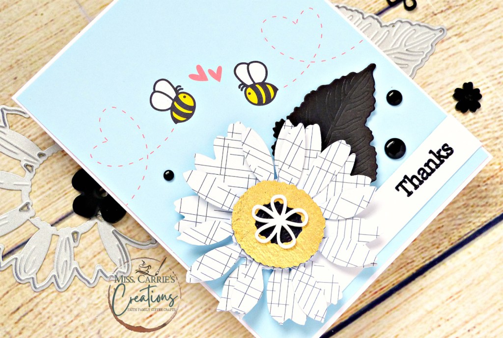 sunflower thank you card with bees