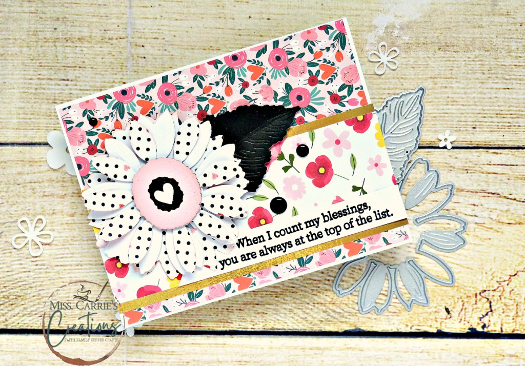 pink and red thank you card with polka-dot sunflower