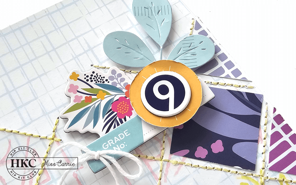 grade nine embellishment - back to school teen page using Hip Kit September 2023 kit, Catherine Pooler Inks, and Number Stamp