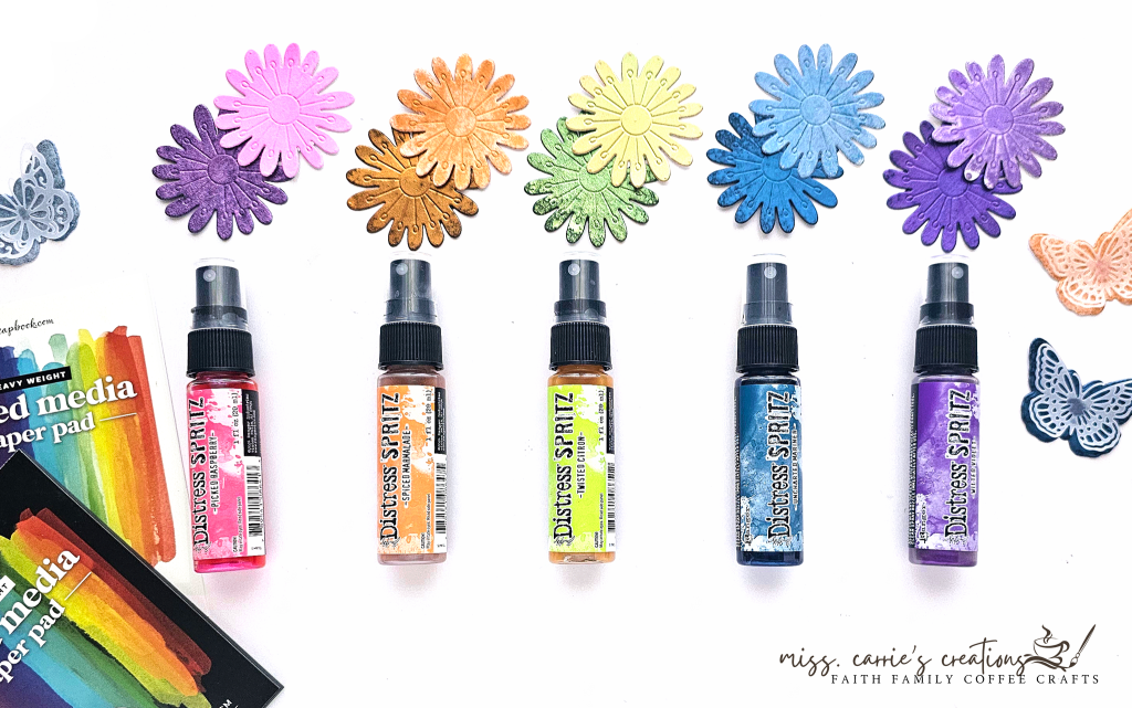 Tim Holtz Distress Spritz by Ranger Ink sample flowers