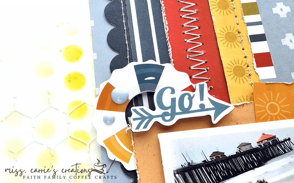 go phrase with life saver - summer scrapbook page created with Echo park Summer Vibes collection, 40 and Market Whatever chipboard, and a kit from {Not} Just for Boys kit club 